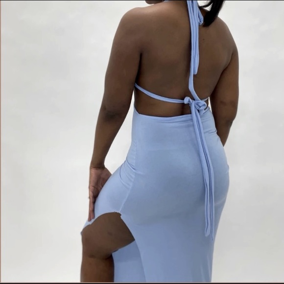 Halter Tie Cut Out Maxi Dress with Slit - Picture 3 of 3